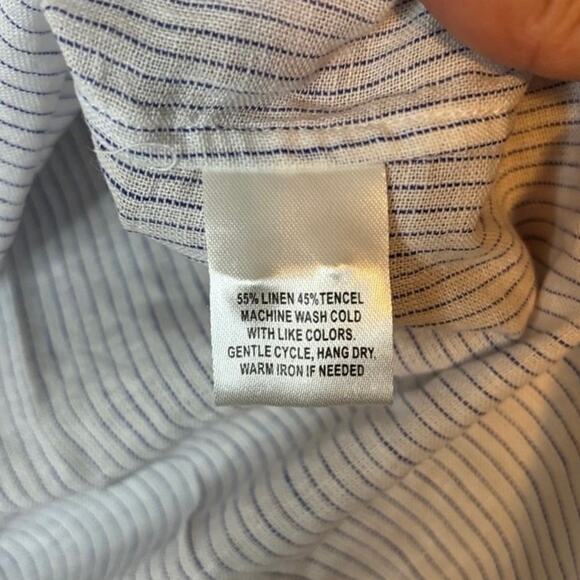 NWT UNTUCKit Women’s Size 6 Linen Tencel Pinstripe Button-Up Shirt - Picture 4 of 4